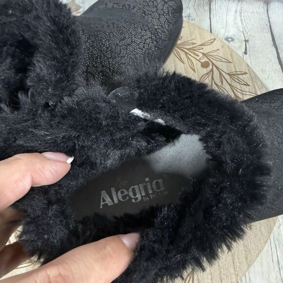 Alegria Meri Ankle Boots Women Size 7.5-8 US 38 EU Black Floral Shearling Shoes - Picture 4 of 12